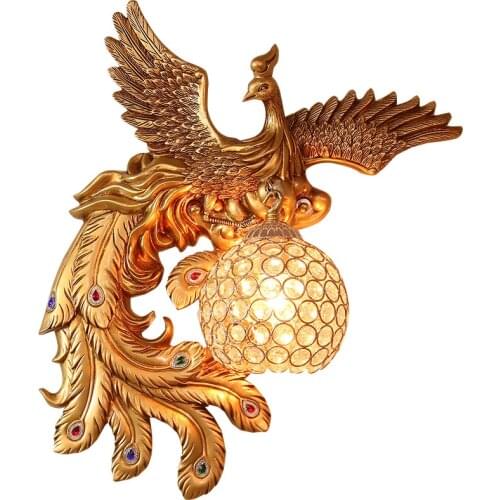 Nordic Luxury LED Wall Lamps for Living Room Decor Peacock Crystal Lampshade Wall Light Bedroom Bedside Kitchen Wall Sconce Lamp