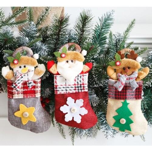 Christmas Stocking Santa Sacks Xmas 2022 New Year Gifts Candy Bag Christmas Decorations for Home Navidad 2021 Christmas Socks