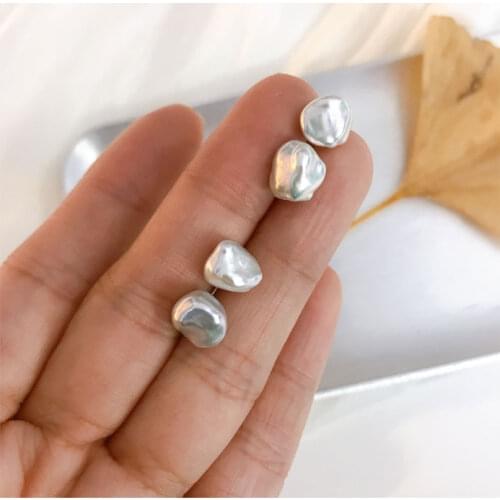 BaroqueOnly AAAA natural baroque Pearl stud earrings 925 sterling silver mini size anti allergy earrings Jewelry EQF