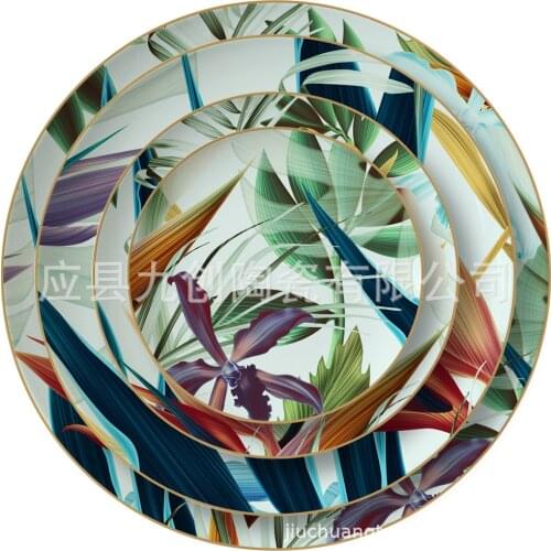 Plant series hand-painted creative hotel ceramic plate set steak dessert fruit ceramic plate