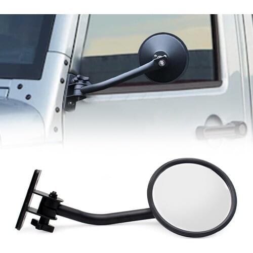 Textured Black Door Off Mirror Off-road Round Mirrors Quick Release Side View Mirror for 1997-2017 Jeep Wrangler TJ JK