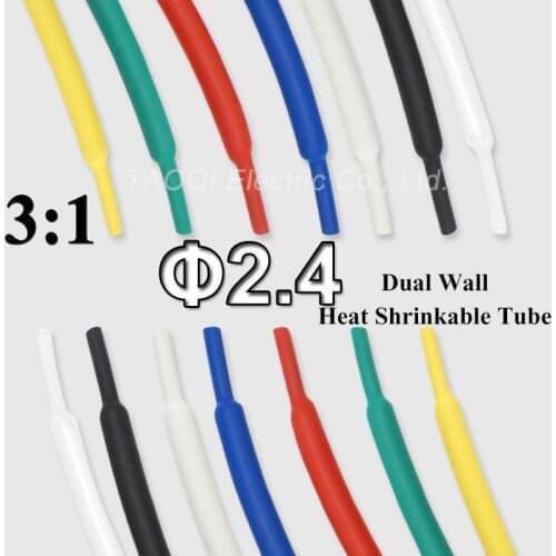 1meter/lot 2.4mm Heat Shrink Tube Tubing with Glue Adhesive Lined 3:1 Shrinkage Dual Wall Wrap Wire Cable kit