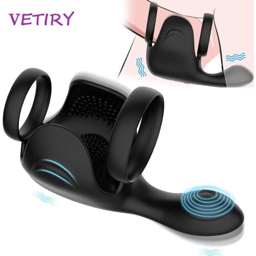 Vibrator Penis Ring Testicle Penis Massager Delay Ejaculation Adult Sex Toys for Men Erection Scrotum Prostate Massage Sex Shop