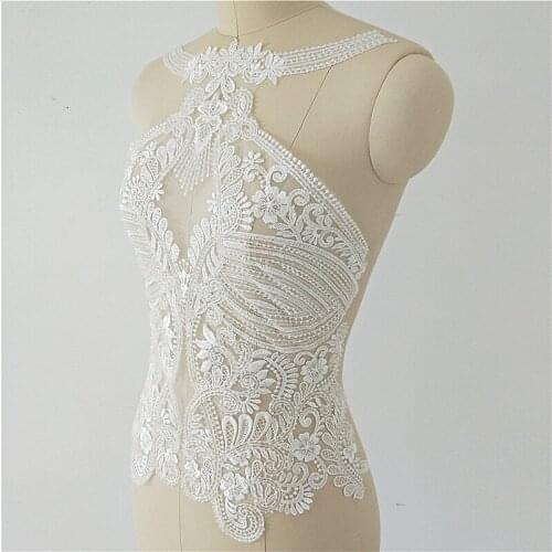 Neckline Bead Embroidery Applique Haute Couture Wedding Dress Cover Hanging Neck Luxury Lace DIY Accessories