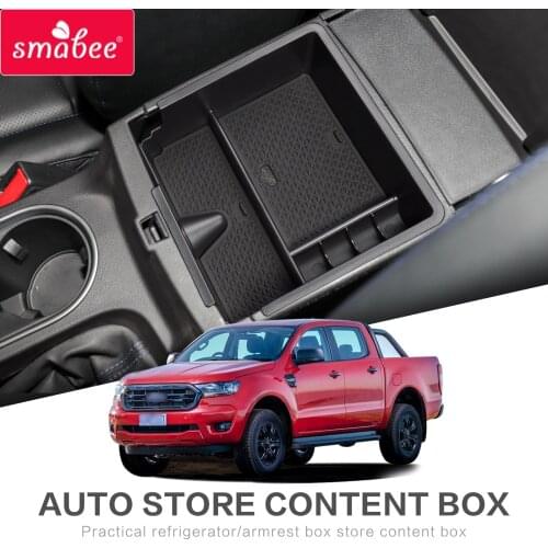 Smabee storage box For FORD RANGER 2012 ~ 2019 Armrest Box Storage Interior Accessories Stowing Tidying BLACK