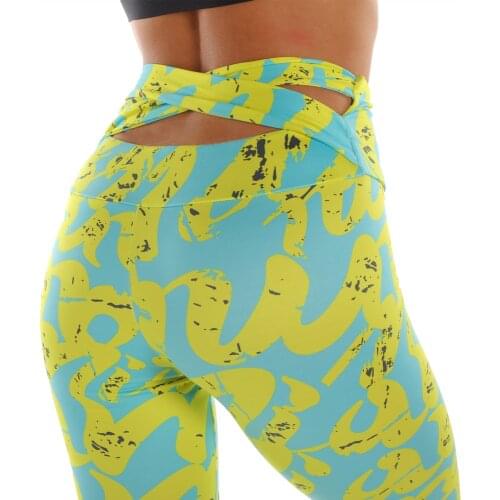 Zohra Bandage Woman Pants Workout Legging Blue Printing Fitness leggins High Waist Slim legins Gym Leggings