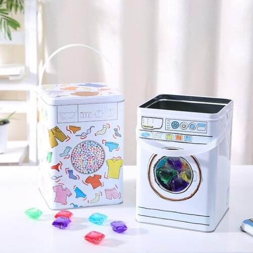Washing Machine Design Creative Tin Bucket with Handle Large Capacity Iron Storage Box Dog Cat Food Store Content Cans
