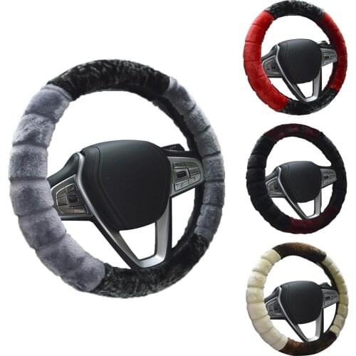 Winter Warmer Car Steering Wheel Covers Elastic Anti-Slip Soft 38cm Plush Steering-wheel Sleeve Auto Interior Accessories