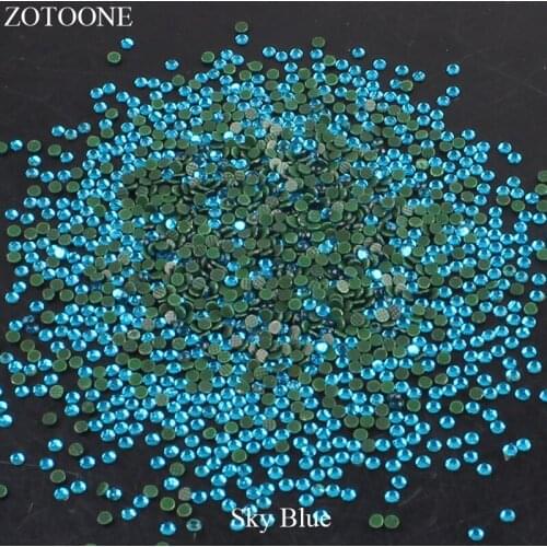 ZOTOONE 1440pcs Hotfix Flatback Sky Blue Glass Rhinestones For Clothes Gitter Nail Rhinestones On Nails Decorations Strass E
