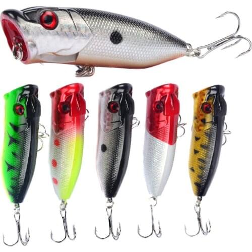 1Pcs Fishing Lures 6.5cm/12g Topwater Popper Bait 5 Color Hard Bait Artificial Wobblers Plastic Fishing Tackle With Hook