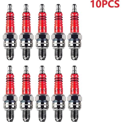 10PCS Motor Auto Replacement Parts Spark Plugs High Performance 3-Electrode Motorcycle Spark Plug A7TC for 50cc-150cc ATV