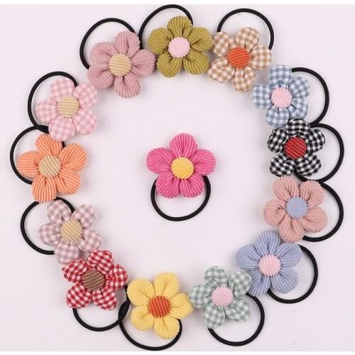 14Pcs/lot Sweet Corduroy Flower Elastic Hair Bands For Cute Girls Rubber Band Hair Ropes Ponytail Holder Kids Hair Accessories