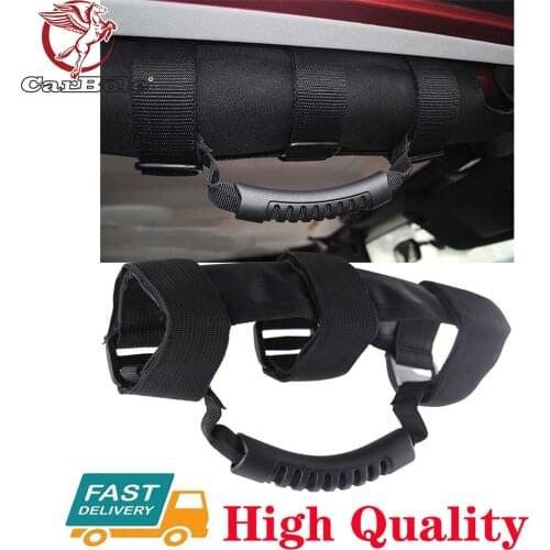 2Pc Car Handle Bar Frame Modified Grab Grip Roof Door Pull Rope Anti-slip For Jeep Wrangler 1987 1988 1989-2019 YJ TJ LJ JK JL