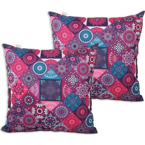 2 Pieces Decorative Cushion 70 x 70 Core Mandala Patterned, Floor Pillow Soft Seat Decoration Interior Outdoor