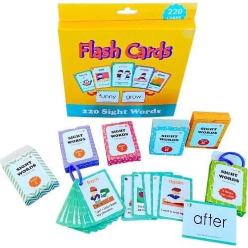 220 Pcs/set Sight Words Flash Cards Interesting Alphabet Letter English Learning Word Cognitive Table Game Card Montessori Toys