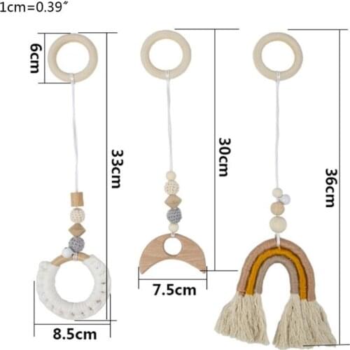 3Pcs Nordic Baby Gym Frame Pendants Wooden Clothes Rack Rainbow Hanging Play Toy BX0D