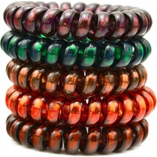 5 Pc Mix Color Telephone Wire Rope Hair Ring Rubber Bands Hair Ties Gum Headband Green Brown Elastic Hair Bands For Women