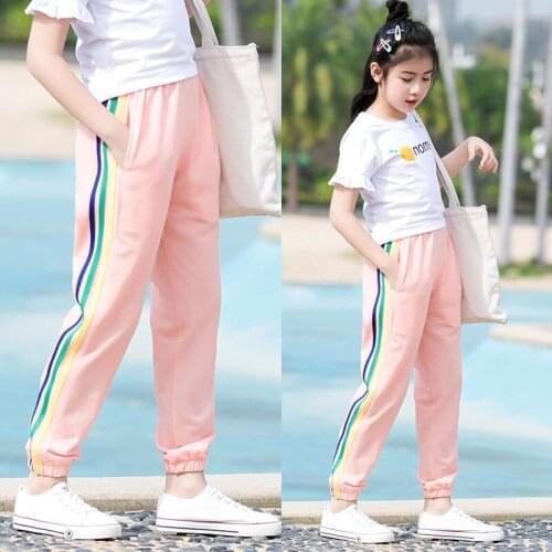EACHIN Grils Pants Girls Casual Pants Fashion Casual Sweatpants Pants Side-Stripe Teen Grils Loose Elastic Waist Childrens Pants