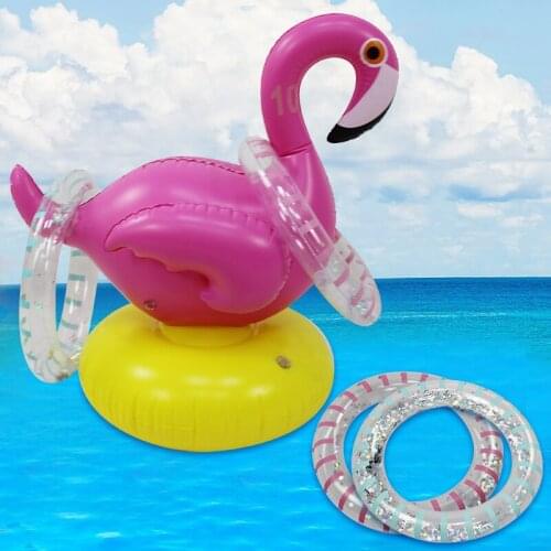 Children Outdoor Sports Funny Inflatable Flamingo Toss Game Rings Kids Gifts Inflatable Water Play Pool Toys PVC