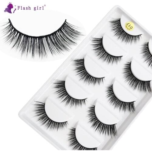Flash girl Top quality 017 new style 5 pairs 3d mink full strip eyelashes with packaging