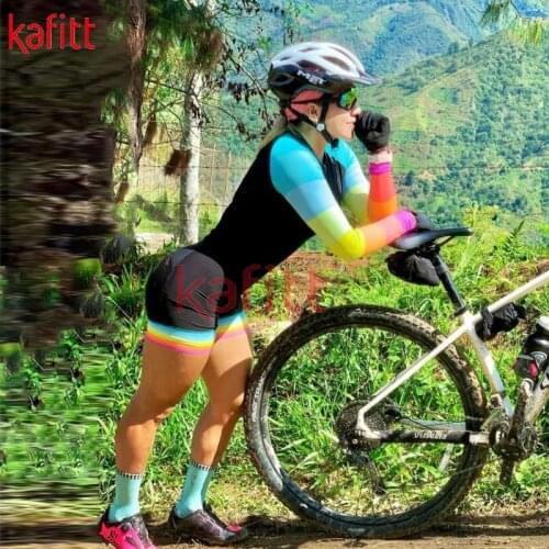 Kafitt 2021 Womens Triathlon Long Sleeve Cycling Jersey Suit Bodysuit Maillot Ropa Ciclismo Clothing Shirt Go Jumpsuit