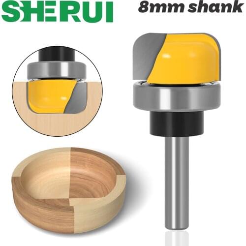 1-1/8" Diameter Bowl & Tray Router Bit - 8mm,6mm 1/4" Shank