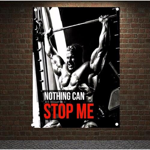 NOTHING CAN STOP ME Motivational Workout Posters Exercise Fitness Banners Wall Art Flags Canvas Painting Tapestry Gym Wall Decor