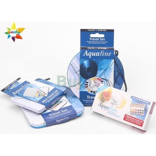 UK DALERROWNEY Aquafine Solid watercolor paint suit 10/12/18/24 color Square / round iron box set professional art supplies