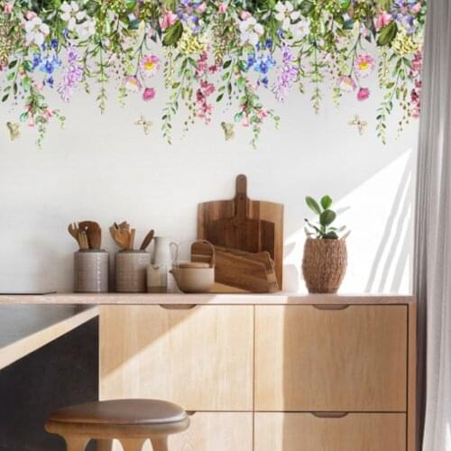 Plant Flower Wall Paste Wall Stickers Romantic Flowers Home Decor for Bedroom Living Room DIY Vinyl Wall Decals