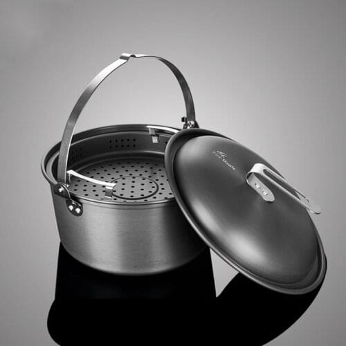 New product outdoor camping hanging steamer self-driving trip barbecue dinner big steamer big hanging pot 9L camping hot pot