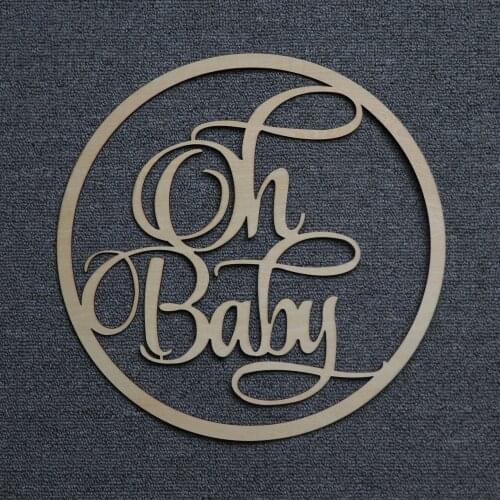 Oh baby shower Wood birthday party Name Sign,GirlBoy Baby Round Circle Signs Decor,For baby shower baptism Acrylic name sign