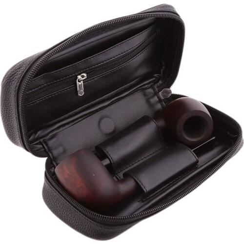 Premium PU Leather Case Pouch Portable Bag For Two Tobacco Pipes and Smoking Cigarette Acessories