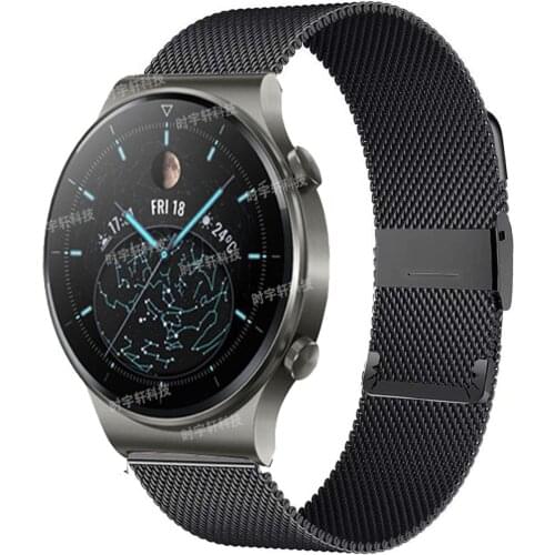 Milanese Watchband 22mm Silver Stainless Steel Strap Band Replacement Bracelet For Huawei Watch GT 2 Pro Smart Watch