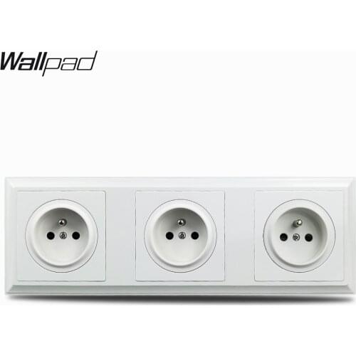 Wallpad White 3 Way Triple French Wall Power Socket L6 Plastic Palace Style, 258 * 86 mm