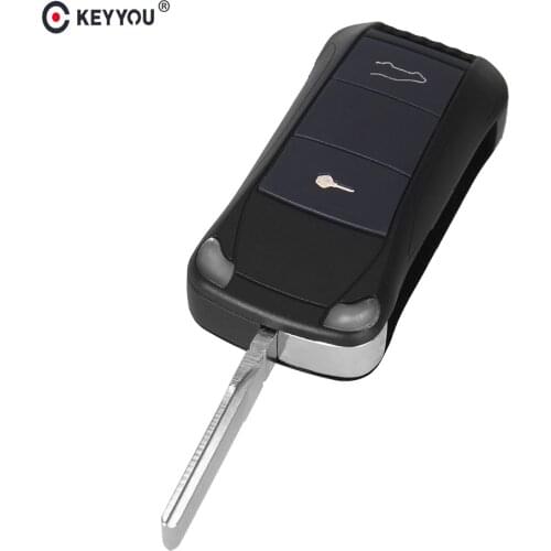 KEYYOU Folding Flip Remote Key Shell 2 Button For Porsche Cayenne GTS 2004 2005 2006 2007 2008 2009 2010 2011 Fob Key Case Cover