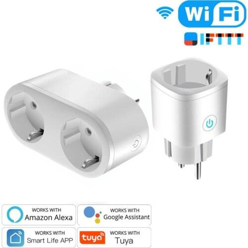 Smart Plug WiFi Socket EU 16A Power Monitor Timing Outlet, Tuya Smart Life APP Remote Control, Works With Alexa Google Home