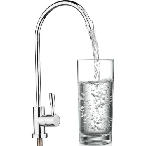 1/4" 304 Stainless Steel Drinking Water Faucet 360 Degree Chrome Osmosis Drinking RO Water Filter Faucet Finish Reverse Sink