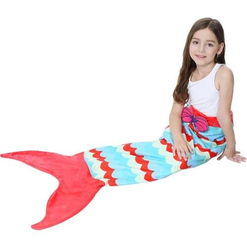 Mermaid Sleeping Bag Kids Mermaid Tail Warm Soft Mermaid Tail Blanket Knitted Mermaid Blanket for Girls Mermaid Sleeping Bag