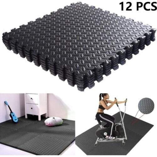 12PCS 30*30cm Sports Protection Gym Mat EVA Leaf Grain Floor Mats Yoga Fitness Non-Slip Splicing Rugs Thicken Shock Room Workout