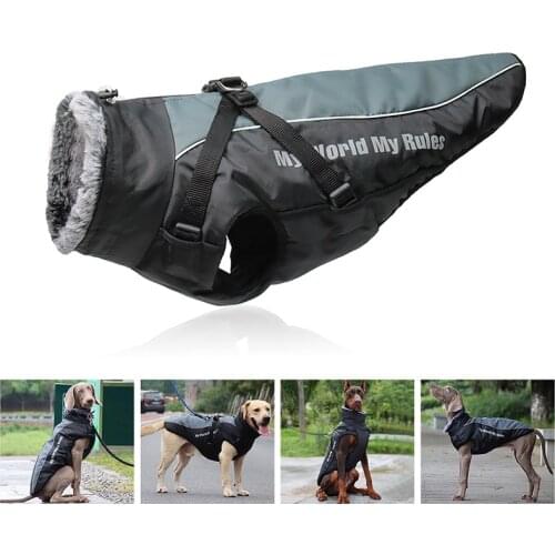 Windproof waterproof Warm Dog clothes Oxford Vest Dogs Jacket cotton Coat Outfit for Large Dogs
