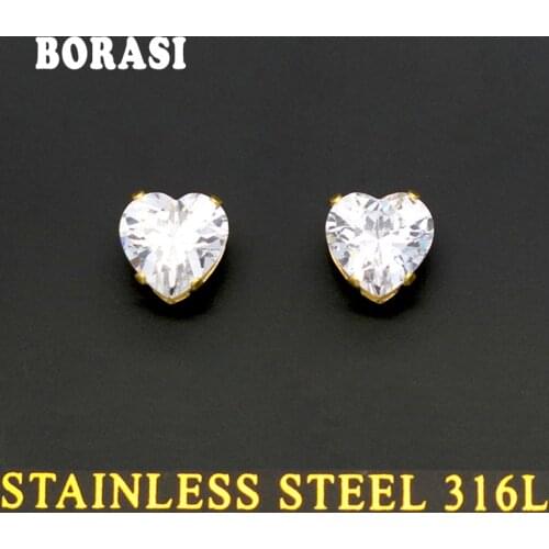 High Quality Crystal Heart Earrings Elegant And Charming Cubic Zirconia Heart Stud Earrings For Women Girls Piercing Jewelry