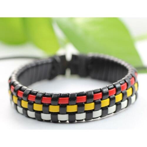 ZotatBele 6pcs/set Round bangle Vintage Braided Multi-color Leather Bracelet Wrap Bracelet Men and for Women DX76