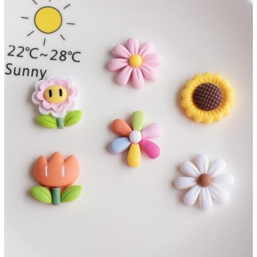 10Pcs Korean Sunflower Flatback Resin Cabochon Kawaii Scrapbooking Crafts for Hair Bows Center Accessories DIY Phone Decoration