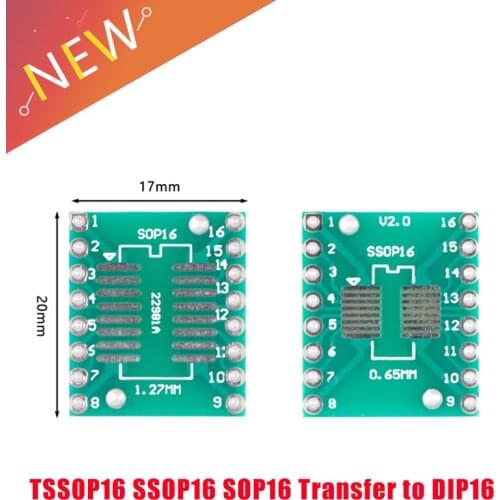 10PCS TSSOP16 SSOP16 SOP16 Transfer to DIP16 IC Adapter Converter Socket Board Module Adapters Plate 0.65mm 1.27mm