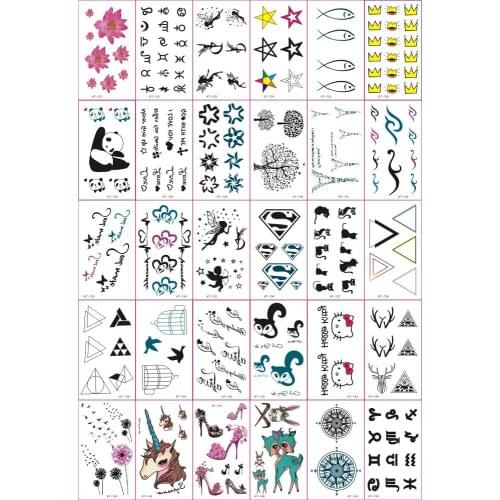 30pcs instant tattoo sticker mixed pattern flower temporary tattoo body art fake tattoo sticker