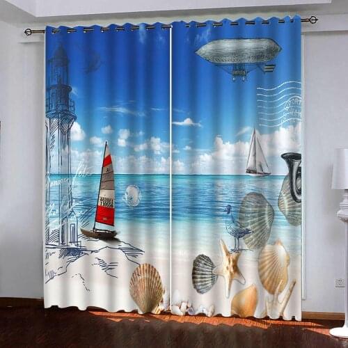 3D Curtains custom Cartoon beach photos Curtains For Living Room kitchen Bedroom kids room Thermal curtain