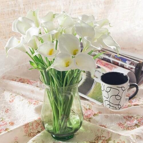 8pcs 32cm Calla Lily Backdrops Bridal Bouquet Artificial Flower Decor for Home Wedding Photo Studio Background Decoration indoor