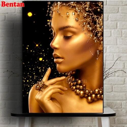 Sexy nude woman in black and gold DIY Diamond 5d Painting Diamond Embroidery Cross Stitch Full square round drill Home Decor