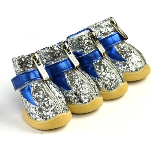 Winter Boots Shoes for Dog Pet Super Warm 4pcs/set Anti-Slip Sliver Gold Shoes Product ChiHuaHua XS-XL