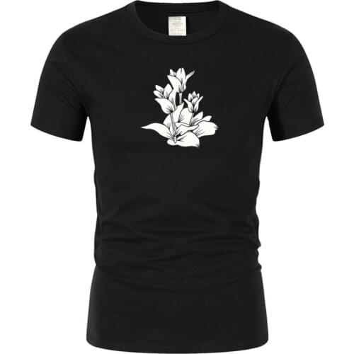 Brand mens T-shirt humorous creative design flower T-shirt short sleeve printing